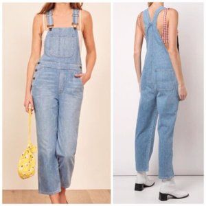 Reformation Womens Distressed Bristol Blue Smith Denim Overalls Jeans Size 12